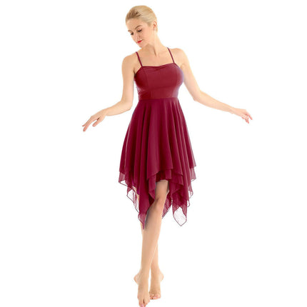 Women Asymmetrical Chiffon Ballet Dance Dress