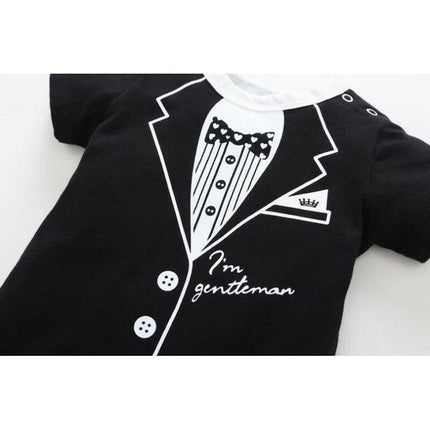 Baby Boys Gentlemen Rompers 0-12M Infant Tie Print Jumpsuit - Kids Shop Mad Fly Essentials