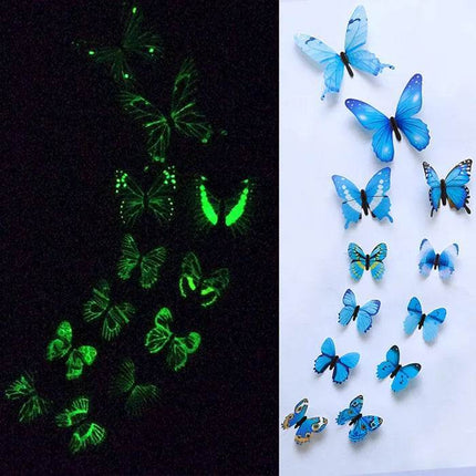 12Pcs/Set Luminous Butterfly 3D Wall Stickers - Mad Fly Essentials
