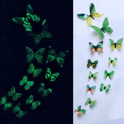 12Pcs/Set Luminous Butterfly 3D Wall Stickers - Mad Fly Essentials