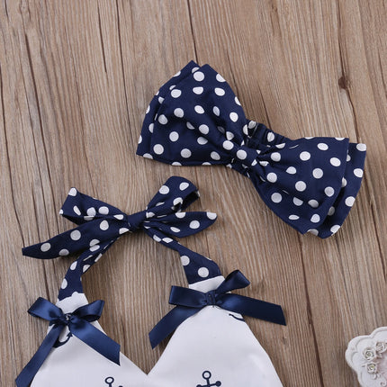 Baby Girl Set 3pc Headband Sailor Polka Dot Pants Outfit Set - Baby Girl Set - Faithtur - Mad Fly Essentials