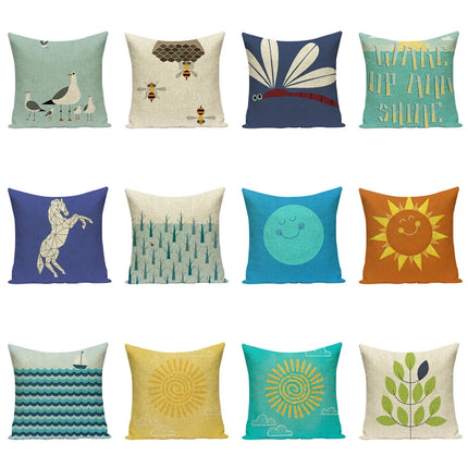 Home Animal 3D Vintage Linen Sofa Pillow Covers