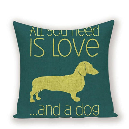 Dog Cushion Covers-Linen Dachshund Pillow Decor