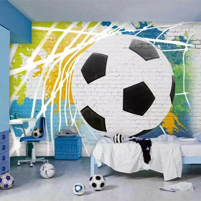 Custom Mural 3D Cartoon Soccer Photo Wallpaper - Home & Garden Mad Fly Essentials