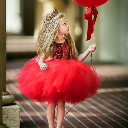 Baby Girls Pink Red Formal Princess Dress