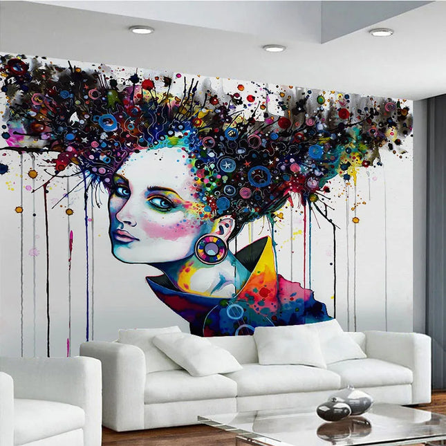 Custom 3D Modern Abstract Lady Mural Wallpaper