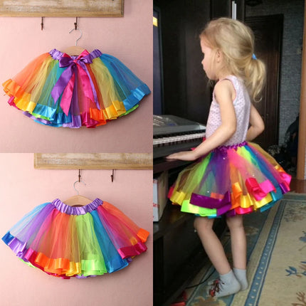 Baby Girl Rainbow Ballet Dance Tutu Skirt