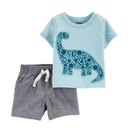 Baby Boy Plaid European Dinosaur Sleepwear Pajama Outfit