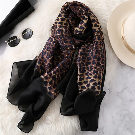 Women 2024 Leopard Cheetah Fashion Silk Scarf