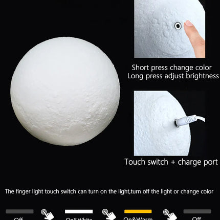 3D LED Moon Lamp Night Light - Lighting & Bulbs Mad Fly Essentials