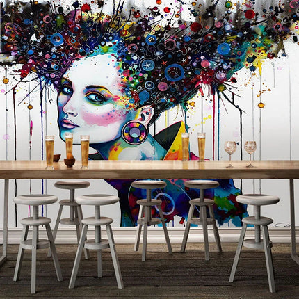 Custom 3D Modern Abstract Lady Mural Wallpaper