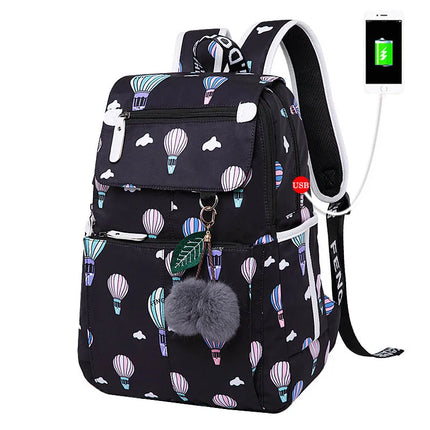 Women Kids Space USB Charging Port School Backpack