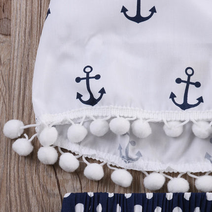 Baby Girl Set 3pc Headband Sailor Polka Dot Pants Outfit Set - Baby Girl Set - Faithtur - Mad Fly Essentials