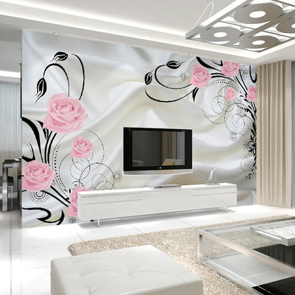 Custom 3D Rose Flowers Mural Wallpaper
