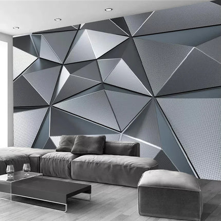 Custom 3D Geometric Metal Background Mural Wallpaper