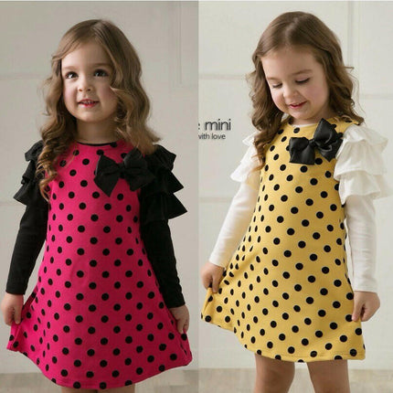 Baby Girl Long Polka-Dot Casual Dress - Kids Shop Mad Fly Essentials
