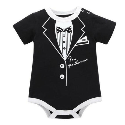 Baby Boys Gentlemen Rompers 0-12M Infant Tie Print Jumpsuit - Kids Shop Mad Fly Essentials