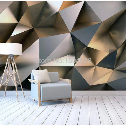 Custom Abstract Golden Geometric-Mural 3D Wallpaper - Home & Garden Mad Fly Essentials