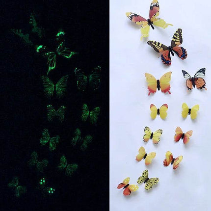 12Pcs/Set Luminous Butterfly 3D Wall Stickers - Mad Fly Essentials