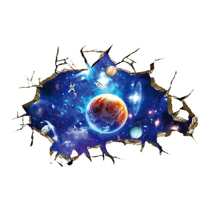 3D Cosmic Space Planet Broken Wall Sticker