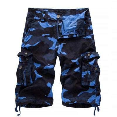 Men Purple-Blue Camo Tactical Cargo Shorts