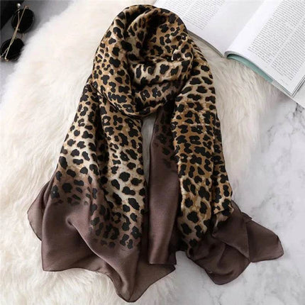 Women 2024 Leopard Cheetah Fashion Silk Scarf - Mad Fly Essentials