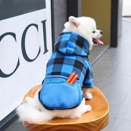 Pet Dog Plaid Reversible Hoodie Jacket