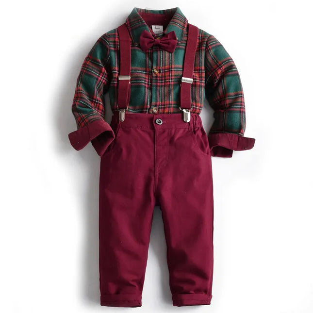 Boy Birthday Green-Red Plaid Christmas Outfit - Kids Shop Mad Fly Essentials