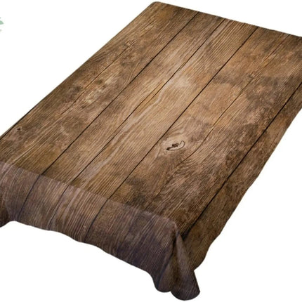 Rectangular Retro Wood Grain Tablecloth Decoration