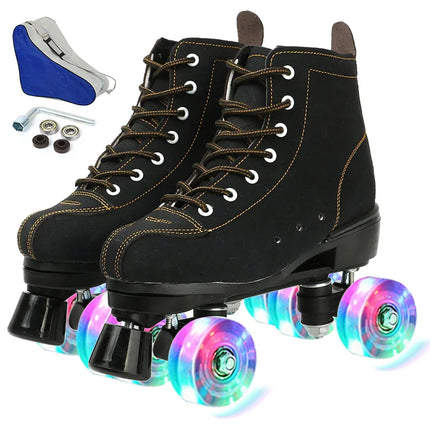 Women 7 Color Leather Rolling Skates