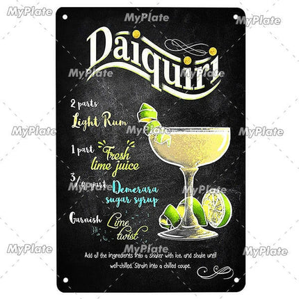 Quarantini Martini Old-Fashion-Cocktail Vintage Sign Decor