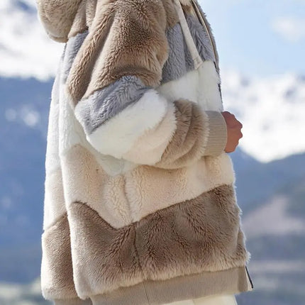 Women's Winter Fashion Hooded Zipper Plaid Jacket