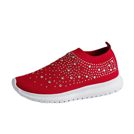 Women Rhinestone Breathable Walking Sneakers - Mad Fly Essentials