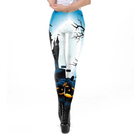 Gothic Women Bottoms Apparel Homewear Plus Activewear Halloween Skull 3D Fitness Leggings - Mad Fly Essentials