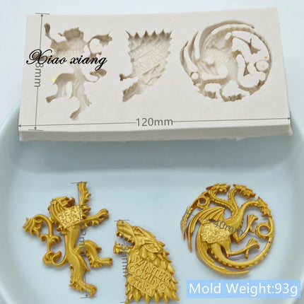 3D Animal Wolf Dragon Silicone Cookie Cutters