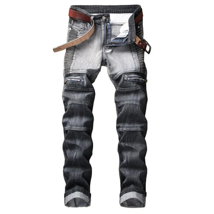 Jeans Men Mid-Waist Denim Straight Cargo Pants - Jeans - Zhahl - Mad Fly Essentials