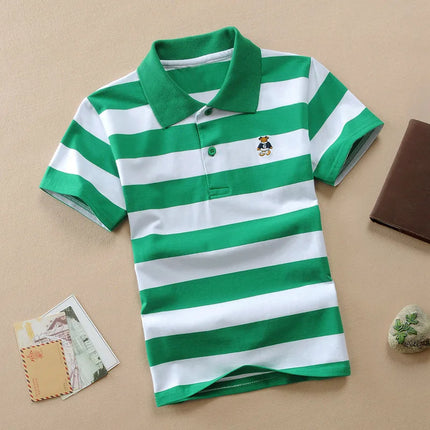 Shirt Kids Boys Polo Summer Short Striped 2-12y Tops - Shirt - Lioraitiin Kids - Mad Fly Essentials