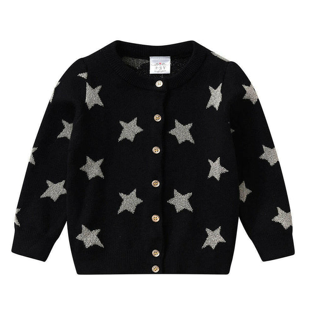 Baby Girls Knitted Star-Sequin Cardigan Sweaters - Kids Shop Mad Fly Essentials