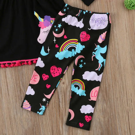 Baby Girl 2-7Y Unicorn Dress Pants Outfit Set