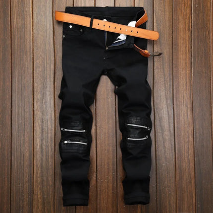Jeans Men Mid-Waist Denim Straight Cargo Pants - Jeans - Zhahl - Mad Fly Essentials