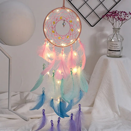 Dream Catcher LED Handmade Feather Braided Wall Chime