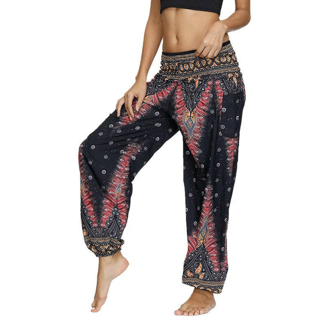 Women Loose Floral Print Wide-Leg Yoga Pants - Mad Fly Essentials