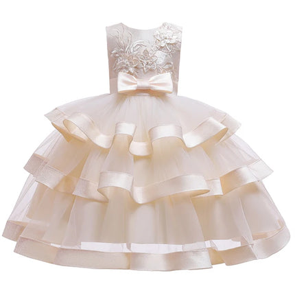 Baby Girl 2-12Y Elegant Pink Cake Wedding Evening Party Dress