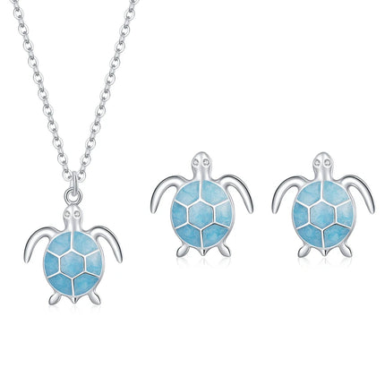 Women 925 Sterling Silver Sky Blue Pendant Necklace