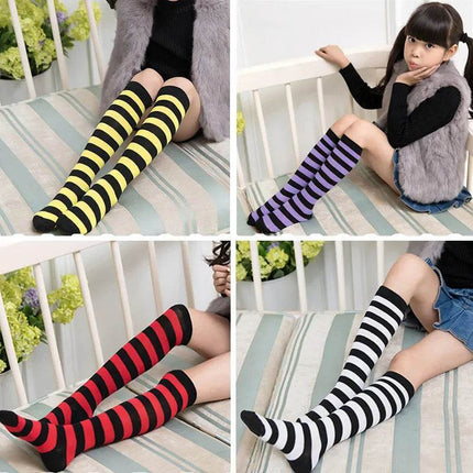 Kids Girl Blue Striped Knee High Socks - Mad Fly Essentials