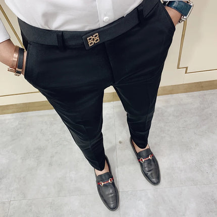 Business Casual Pants Men Slim Fit Black White Grey Suit Pants - Business Casual Pants - BC - Mad Fly Essentials