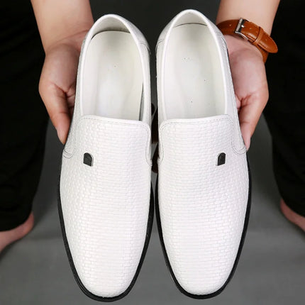 Men Spring Leather Hollow Formal Wedding Loafers