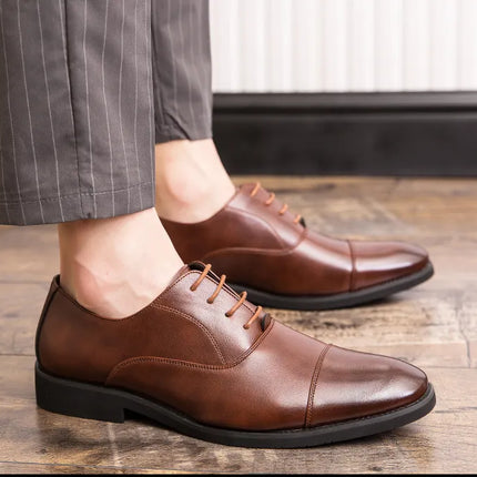 Men Breathable Business Oxford Leather Dress Shoes