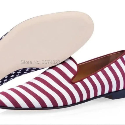 Men Smoking Hot Slippers Striped Stars Wedding Party Loafers