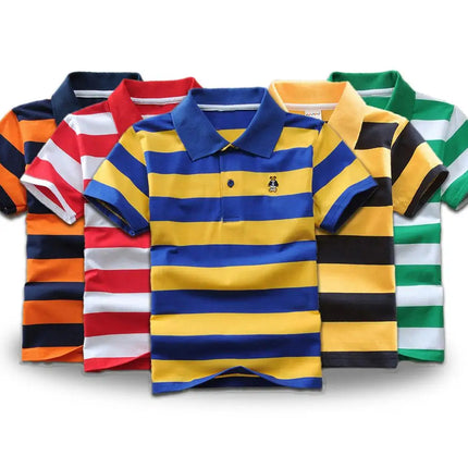 Shirt Kids Boys Polo Summer Short Striped 2-12y Tops - Shirt - Lioraitiin Kids - Mad Fly Essentials